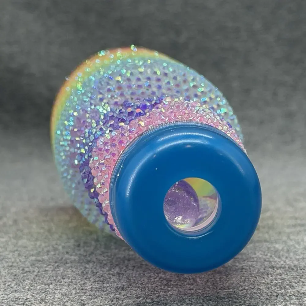 OOAK Handmade Art Pride Rainbow Rhinestone Ramune Soda Bottle Ombre Bedazzled